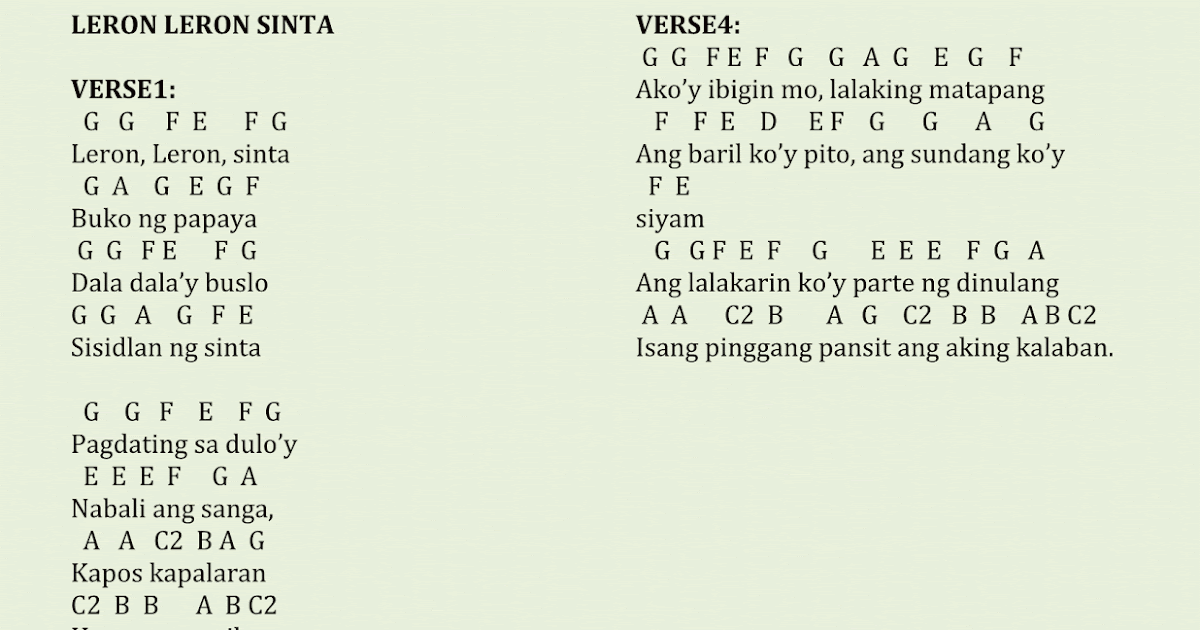 Leron Leron Sinta Filipino Folk Song Flute Notes Musi vrogue.co