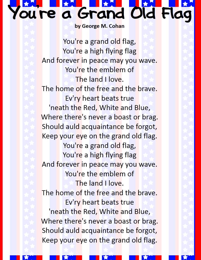 Patriotic Song Freebies Classroom Freebies