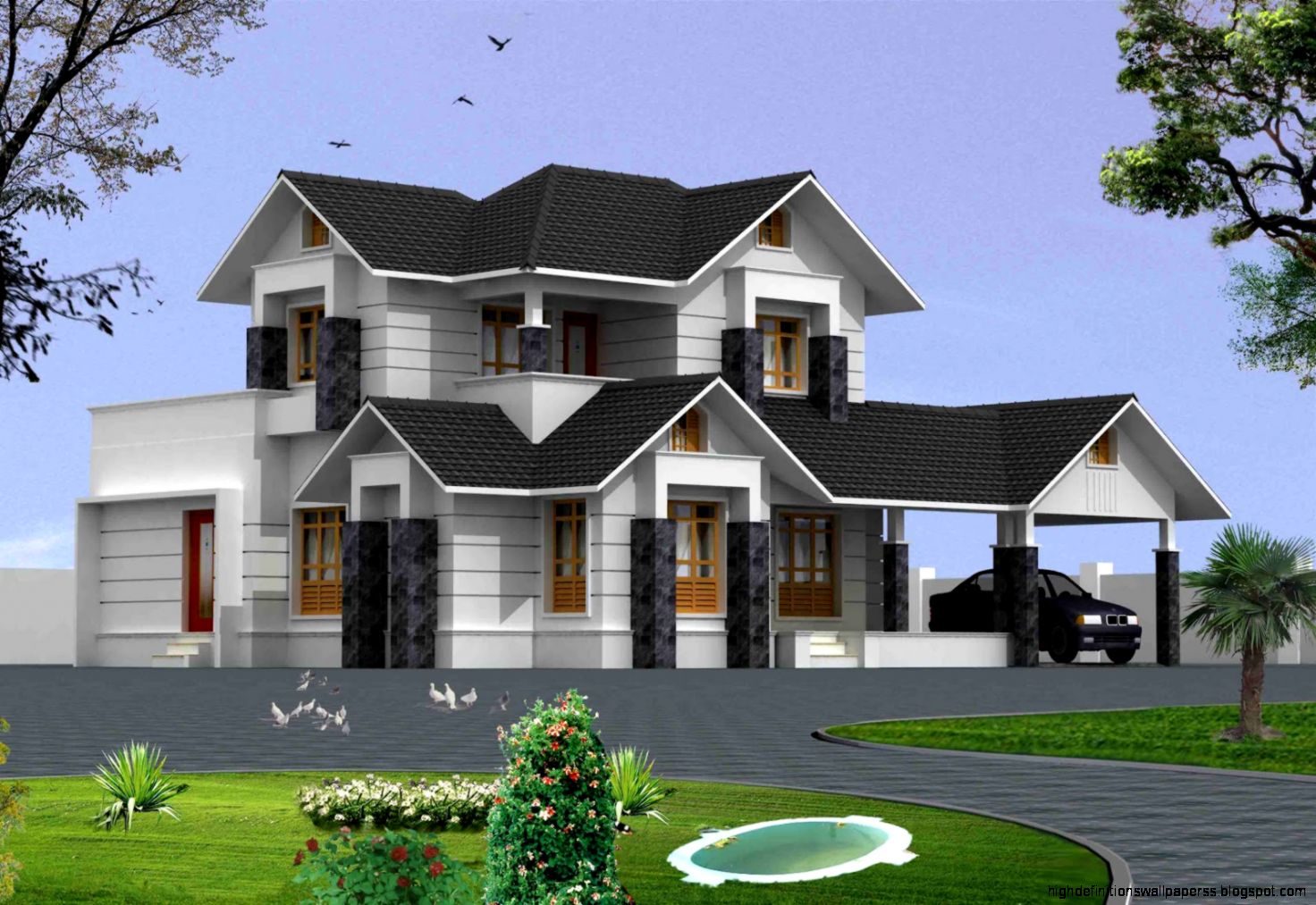 2200 Sqft 4 Bed Room House 3D Exterior View Home Design 2200 Sqft 4 Bed Room House 3D Exterior View Home Design