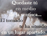 "Quedaste tú en medio de la ventisca... el tornado te ha situado en un lugar apartado."