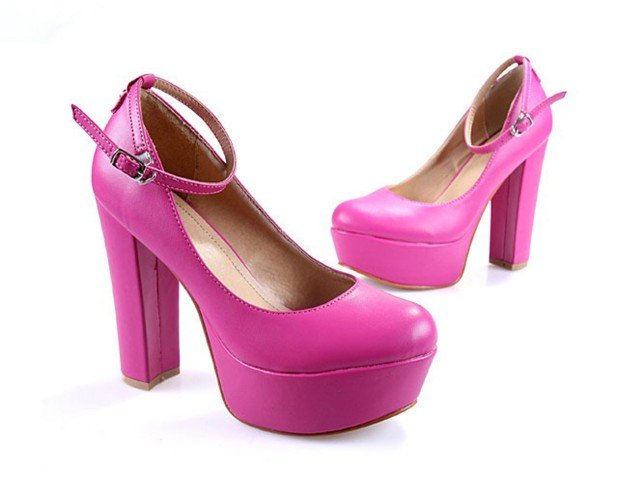 high heels plateau pink