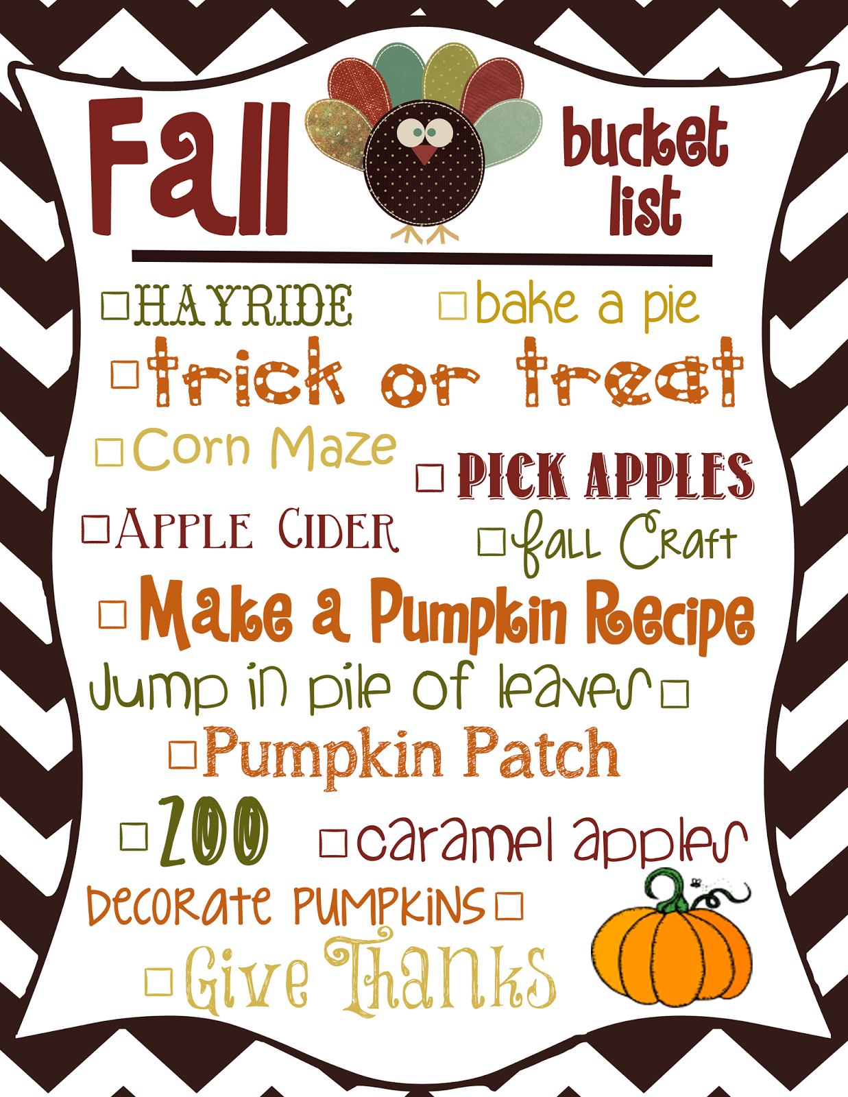 Mommy and Things Fall Bucket List Printable