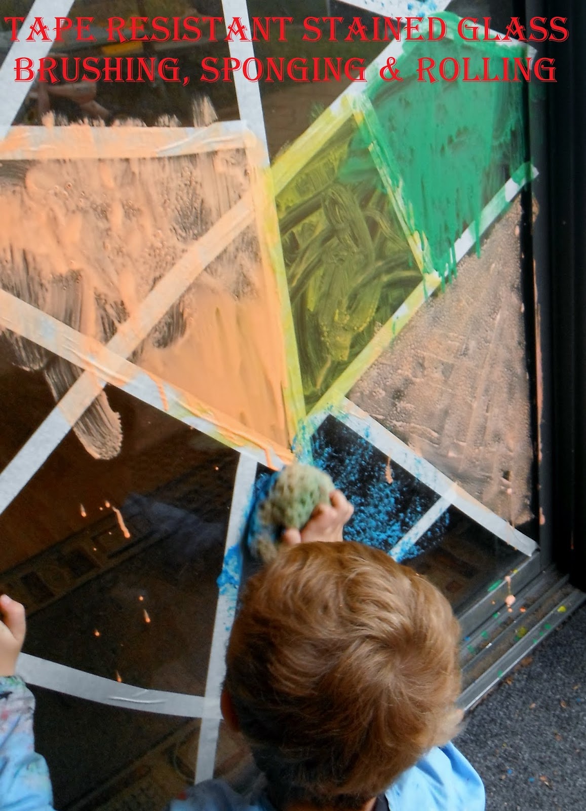 Adventures at home with Mum Window painting washable stained glass