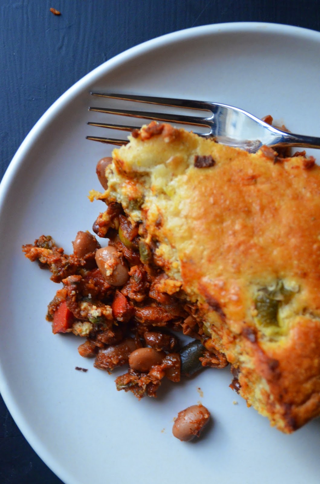 amour fou(d) vegetarian tamale pie with brown butter cornbread crust.