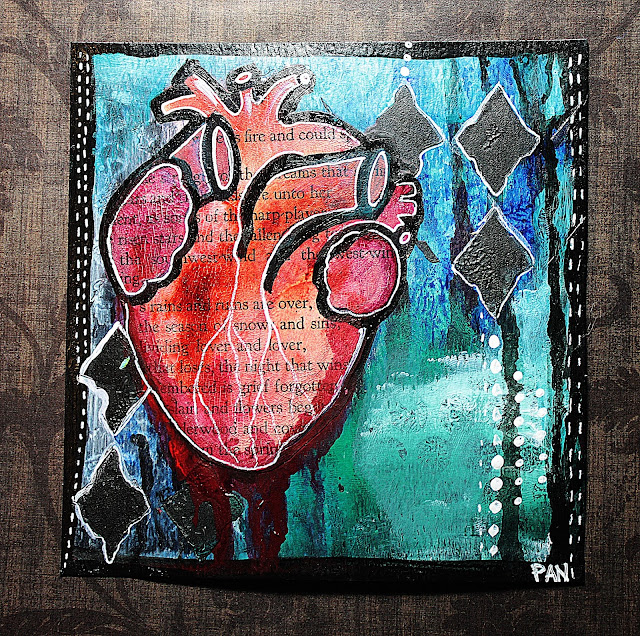 PanArt Anatomical Heart Grungy Mixed Media Painting Tutorial!