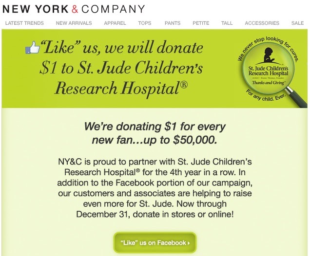 Help NY&Co Donate up to 50,000 to St. Jude Children's Research Hospital