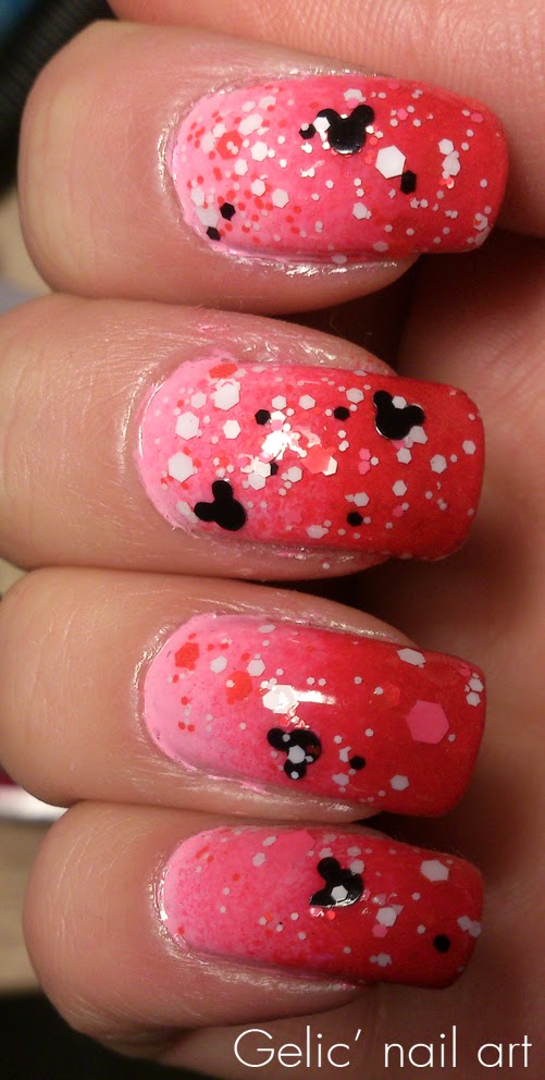 Gelic' nail art Minnie Mouse nail art