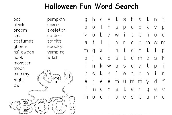 Halloween Crossword Coloring Pages