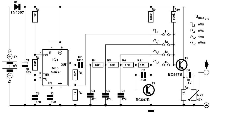 Signal Generator with 555 Wiring diagram Schematic ~ Circuit knowledge