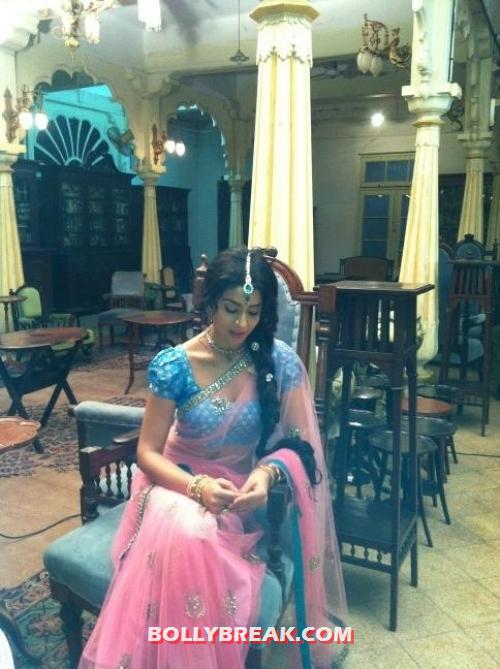 Shriya saran in pink saree- blue blouse Shriya saran in pink saree- blue blouse - Shriya saran in saree - Real Life Photo