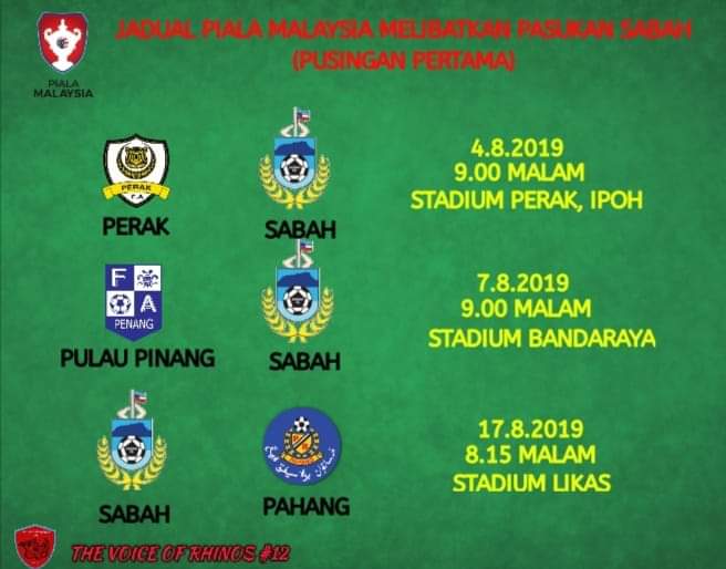 Jadual Perlawanan Piala Malaysia 2019