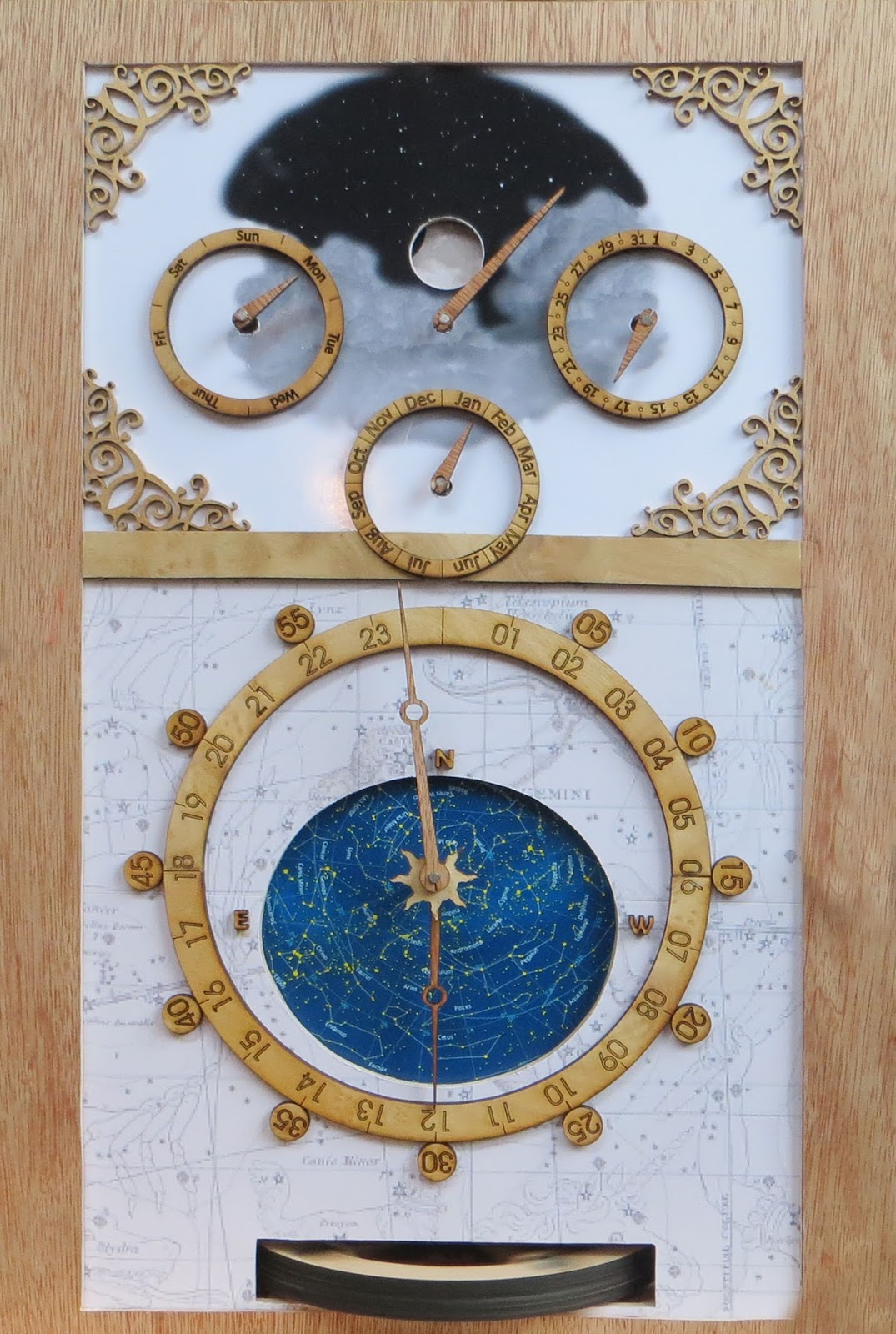 Wooden Clock Spot Astronomical Clock