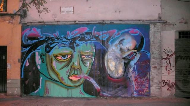 graffiti street art in barrio brasil, santiago de chile