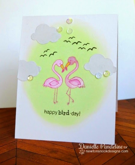 Happy Bird-Day Card by Danielle Pandeline  for the Inky Paws Challenge | Flirty Flamingos stamp set by Newton's Nook Designs
