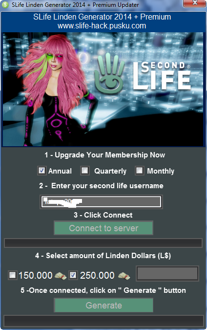 free second life lindens generator