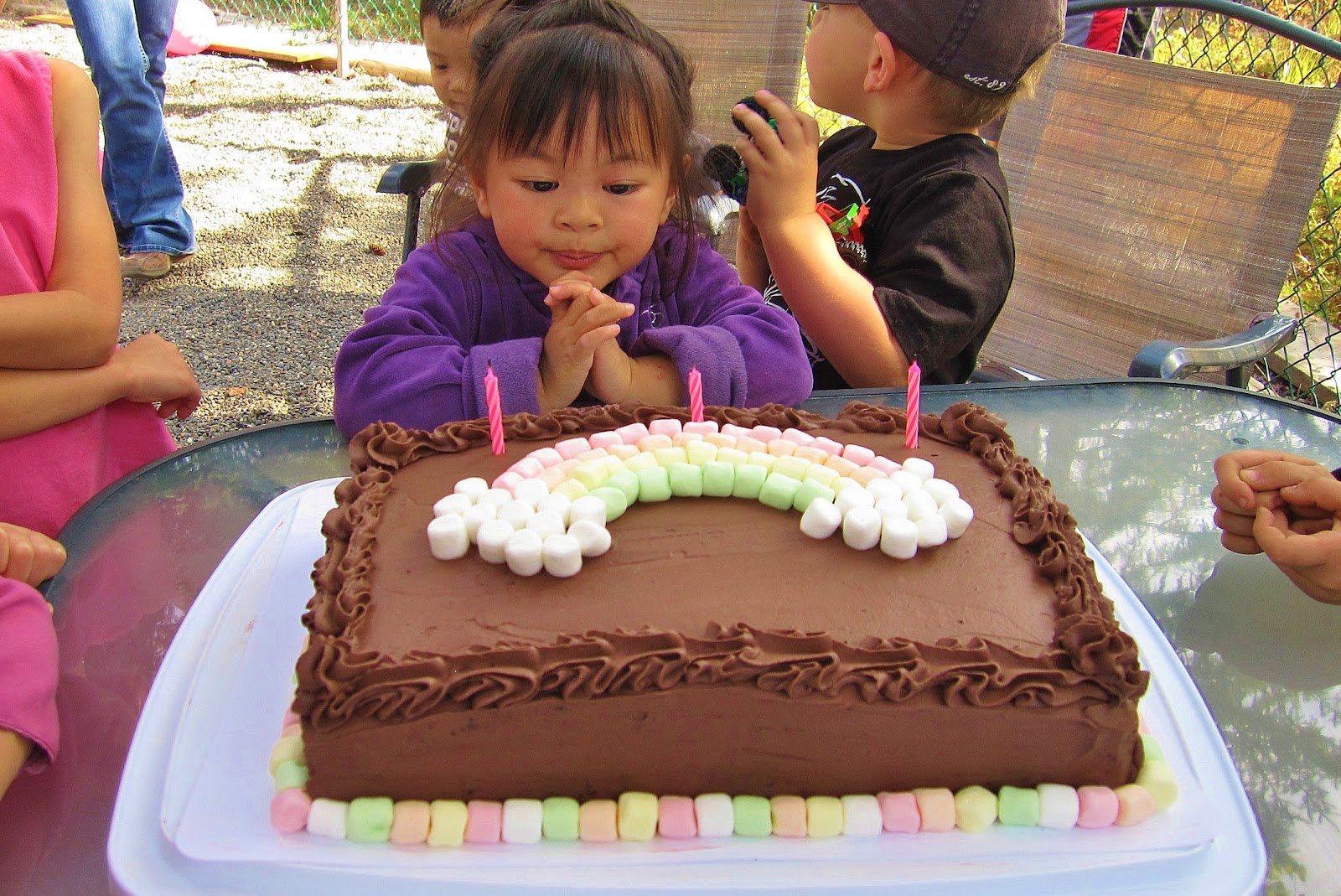 In Michelle's Kitchen MiniMarshmallow Rainbow Cake with Chocolate Whipped Cream Frosting