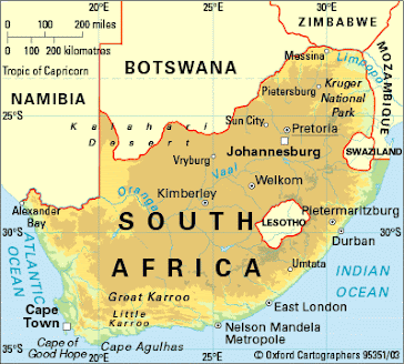 kaart zuid afrika