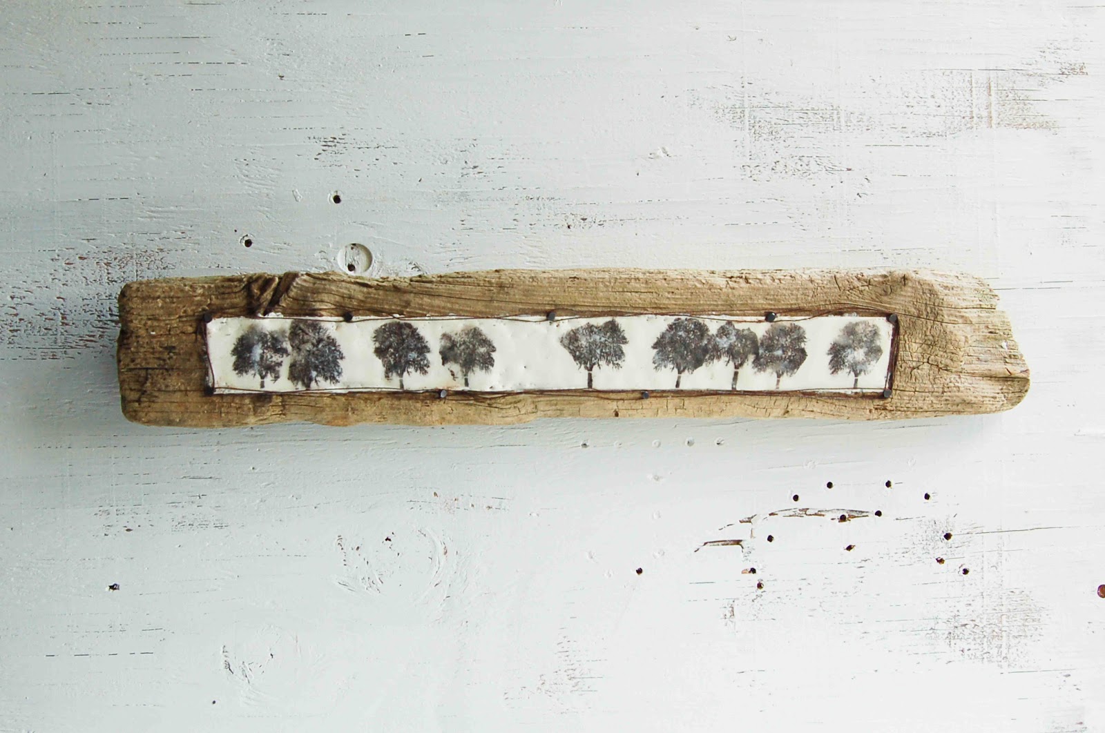 Blackbirds & Bumblebees Driftwood Painting
