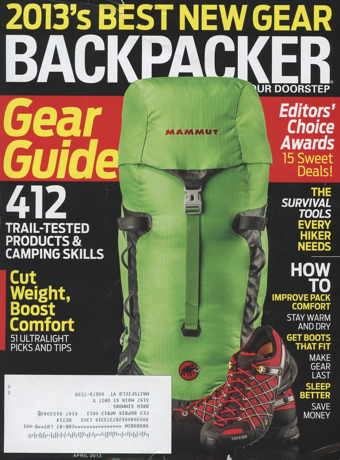 Backpacker magazine gear guide 2012 mining, target backpacks and lunch
