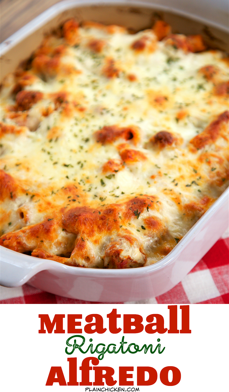 Meatball Rigatoni Alfredo Plain Chicken