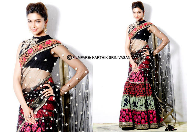 Depika Padukone Navel show in black saree Depika Padukone Navel show in black saree - South Filmfare Awards Winners Hot Photoshoot