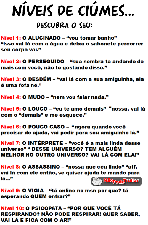 nivel ciumes troll abisurdo louco kkk