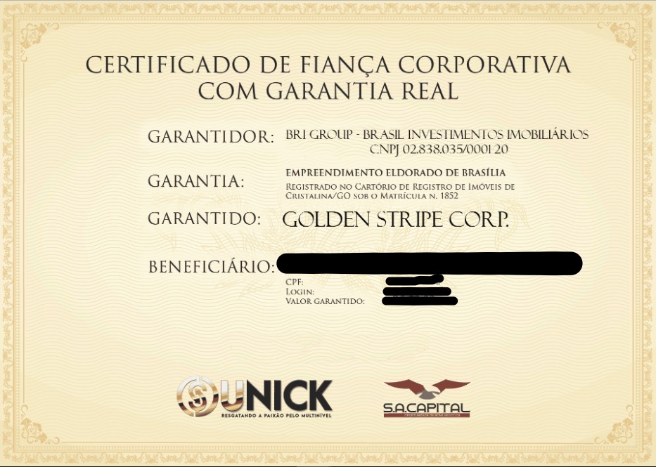 Certificado de Garantia BRI Group