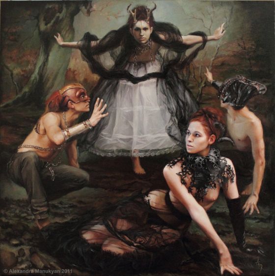 Alexandra Manukyan pinturas sadomasoquista macabra fetiche provocante sombrio