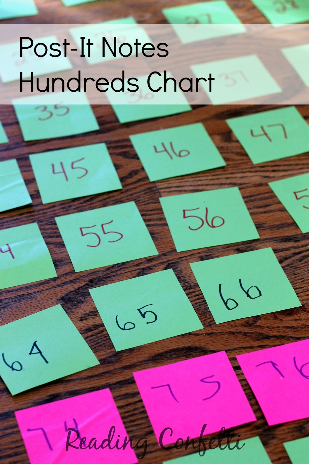 Make an easy and interactive hundreds chart from post-it sticky notes.