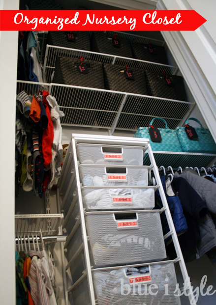 Organizing With Style Nursery Closet Blue I Creating An The Closet Is Narrower Than A Typical Reach In And It Originally Had Sliding Doors Which Only Allowed Half Of To Be Accessed At One Time