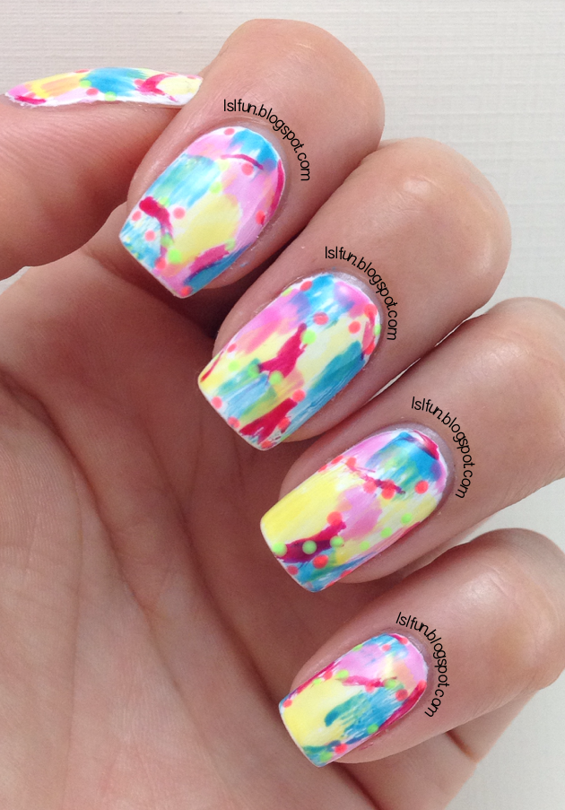 LSL's FUN BLOG Dry Brush Nail Art Technique Using Gel Polish (Summer
