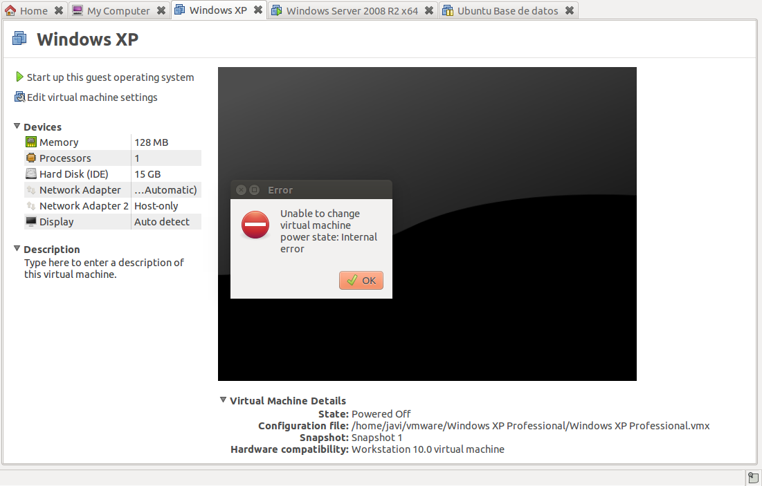 Administrador de Sistemas Error al Iniciar VMWare Workstation en Linux