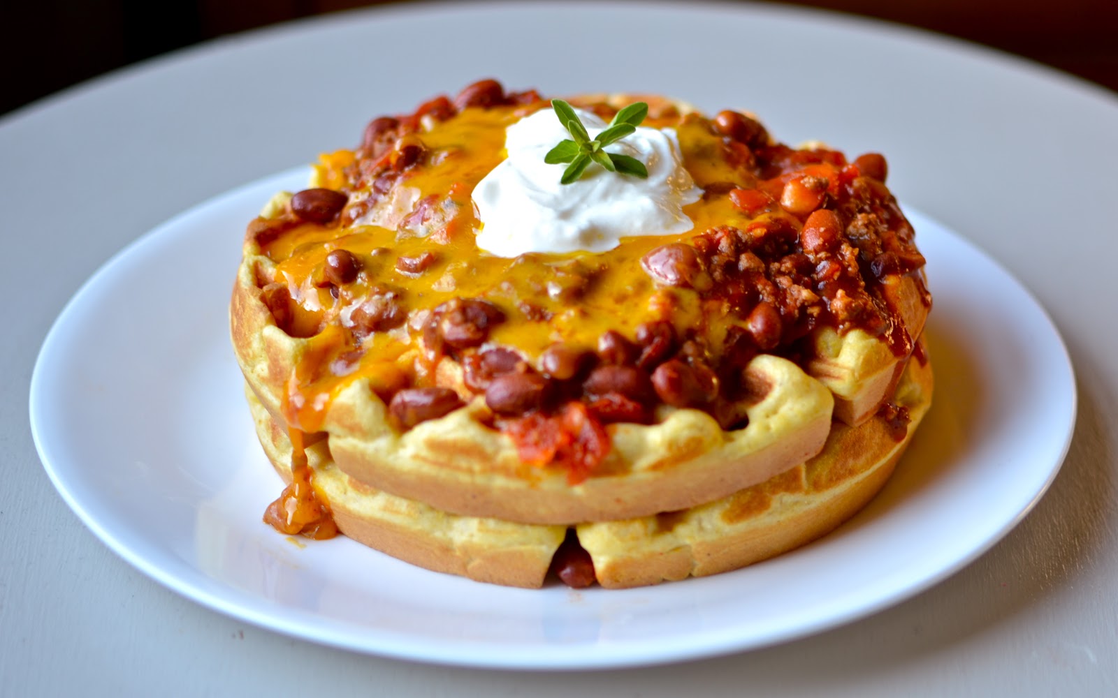Yammie's Noshery Chili and Cornbread Waffles