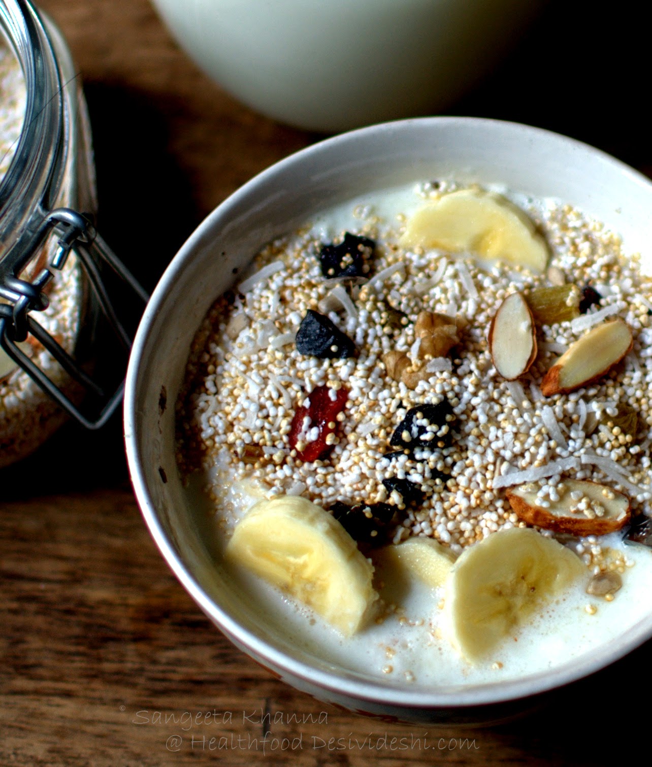 gluten free amaranth foxnut muesli flavoured with fresh strawberries