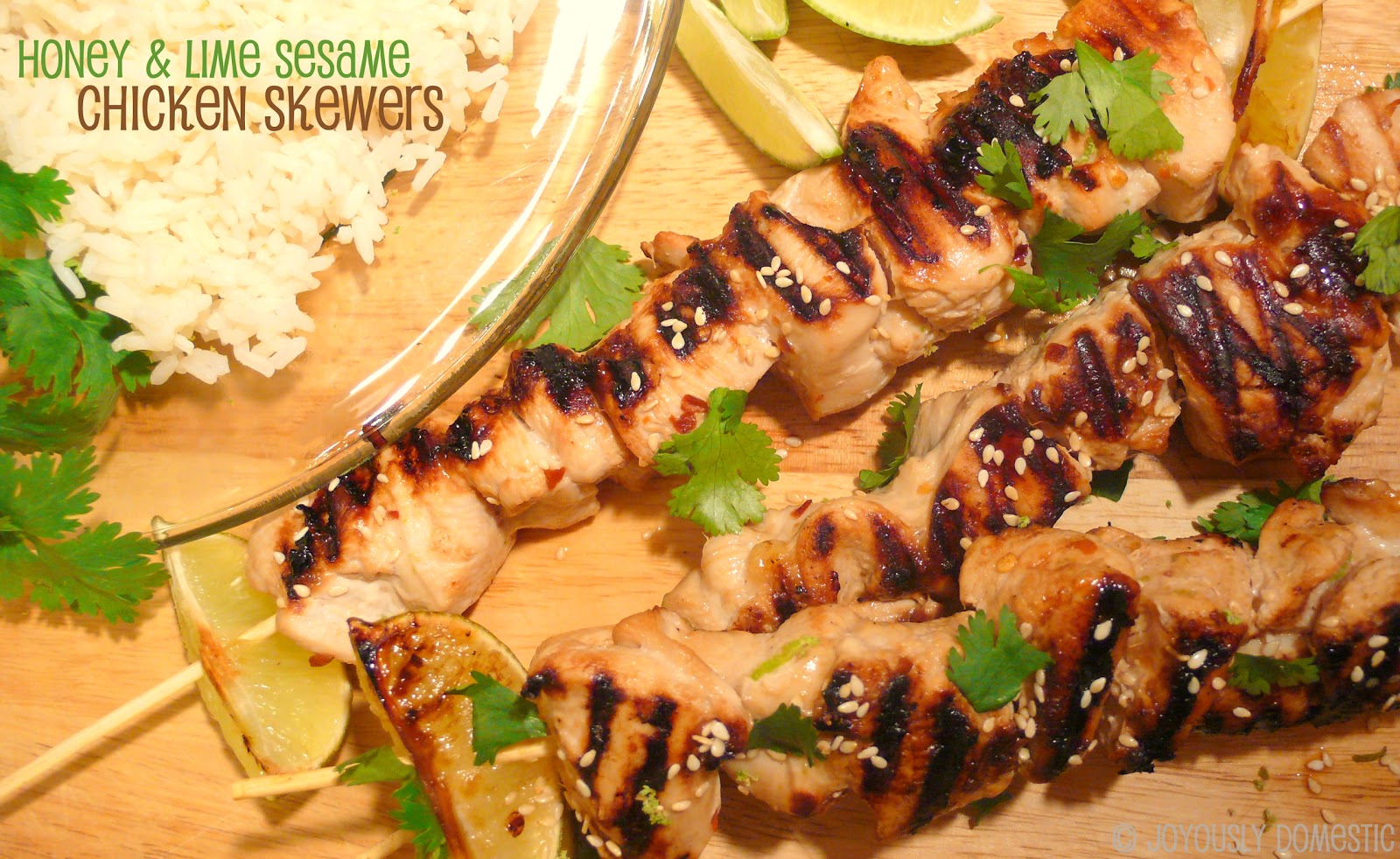 Joyously Domestic Honey & Lime Sesame Chicken Skewers