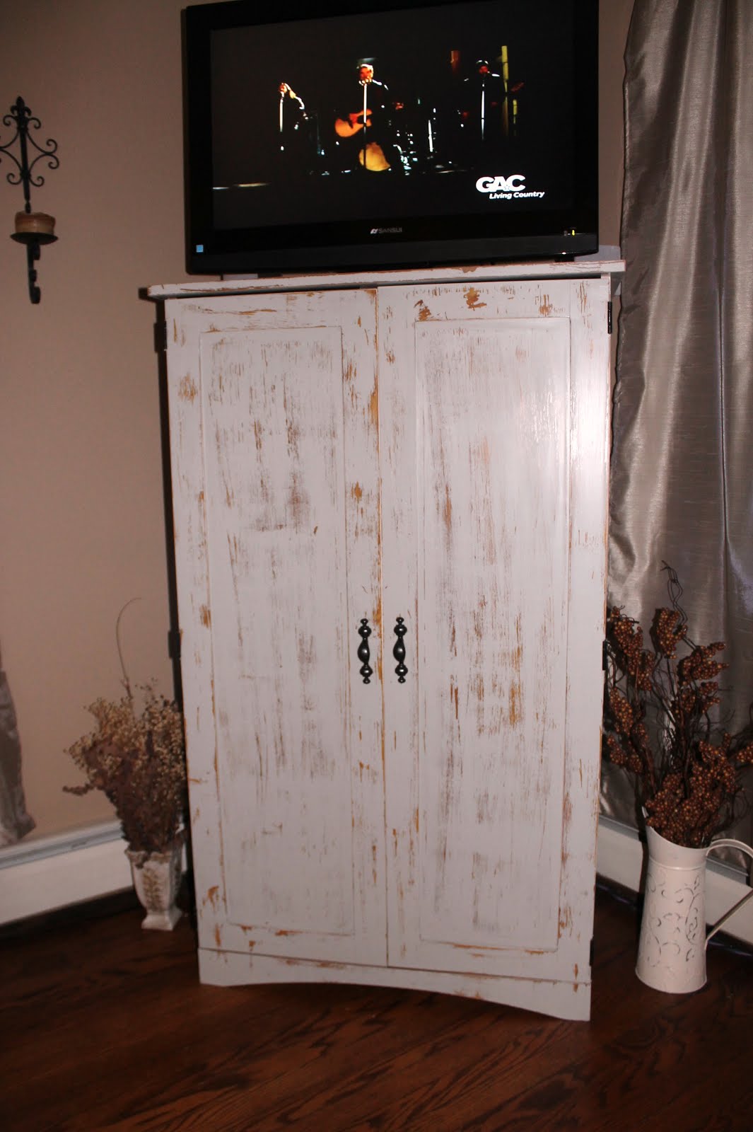 Design with Pennies Computer Armoire turned AWESOME TV Stand