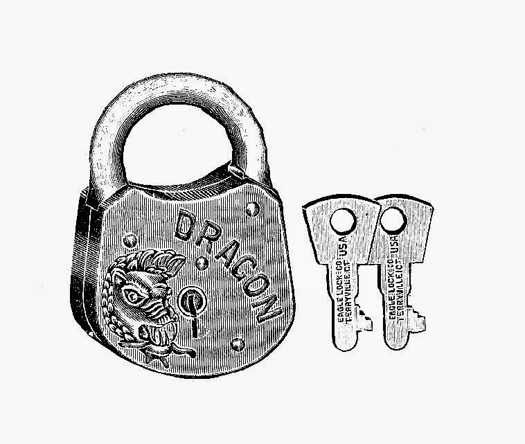 Digital Stamp Design: Free Lock and Key Digital Stamps: 2 Vintage Lock and  Key Sets with Dragon Designs
