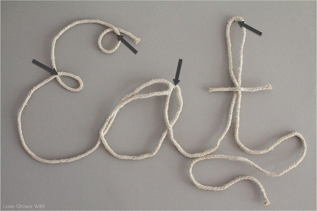 How to Make Rope Letters for fun DIY home decor! Tutorial at LoveGrowsWild.com #rope #diy #decor