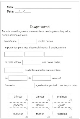 Atividade de Português - Tempo Verbal