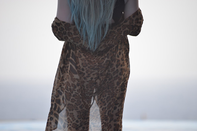 Sammi Jackson - Choies Leopard Kimono + Asos Cutout Swimsuit