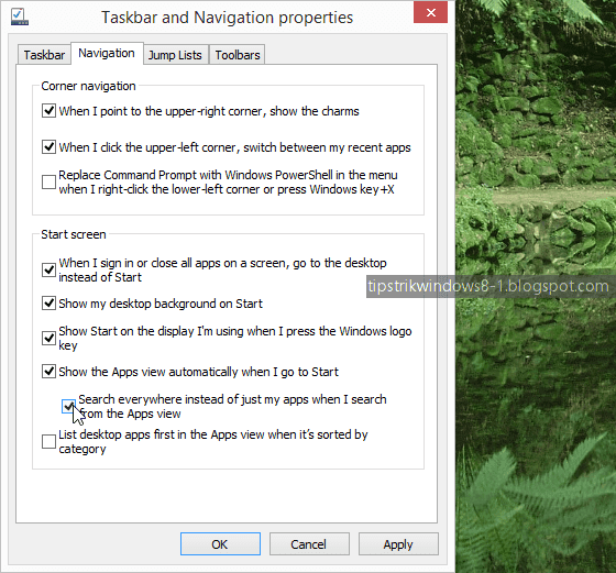 Cara Membuka Apps View (All Apps) secara Otomatis saat Masuk ke Start Screen di Windows 8.1 6