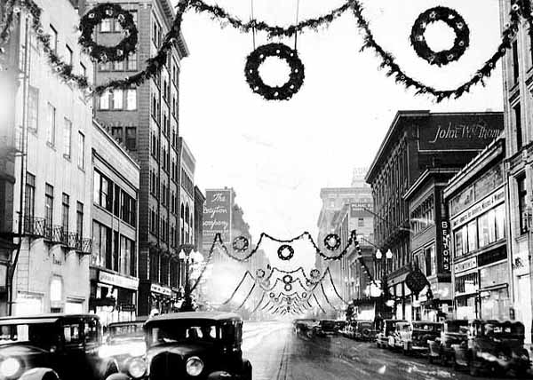 black and white christmas vintage scene