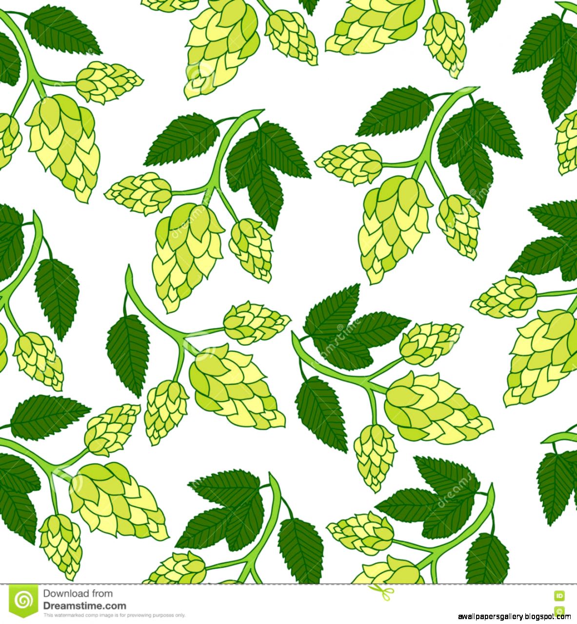 Hops Plant Seamless Pattern Hand Drawing Style Hops Background Hops Plant Seamless Pattern Hand Drawing Style Hops Background