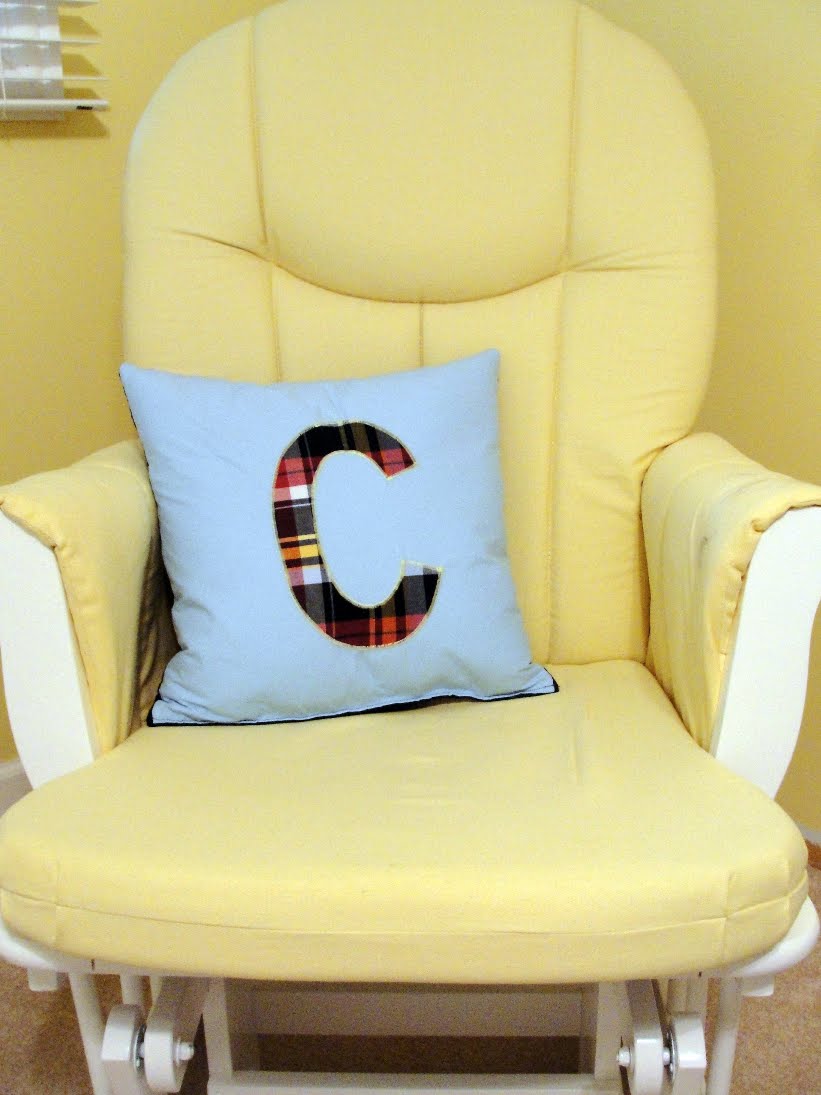 The Pursuit of Happiness Embroided Initial Pillow for Nursery