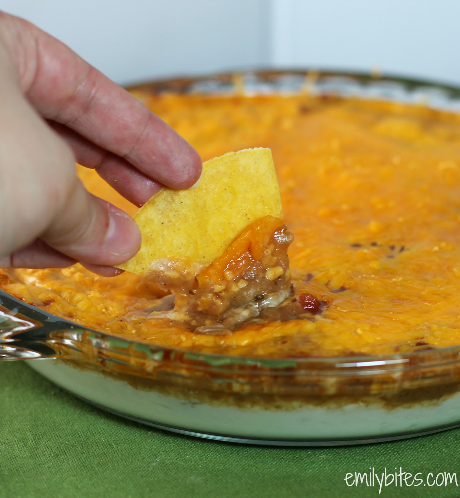 Hot & Cheesy Bean Dip Emily Bites