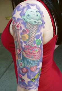 Female Armsleeves Tattoo - Food and Ice Cream tattoo Design