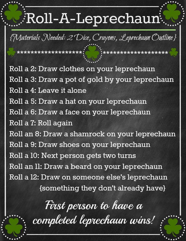 BLISSFUL ROOTS RollALeprechaun (Fun Family Game & Printable)