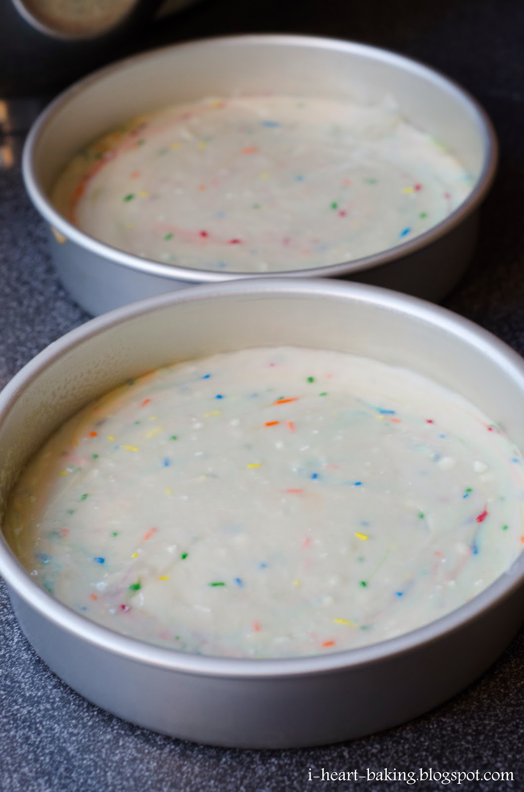 i heart baking! blue funfetti birthday cake with piped shell sides
