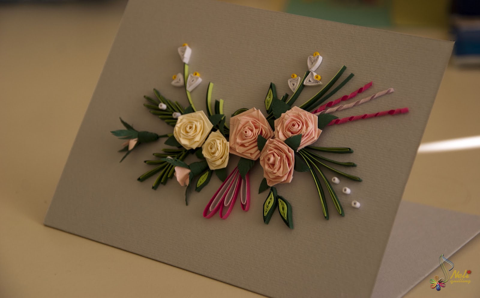 Neli Quilling Art Quilling cards bouquet of roses for you