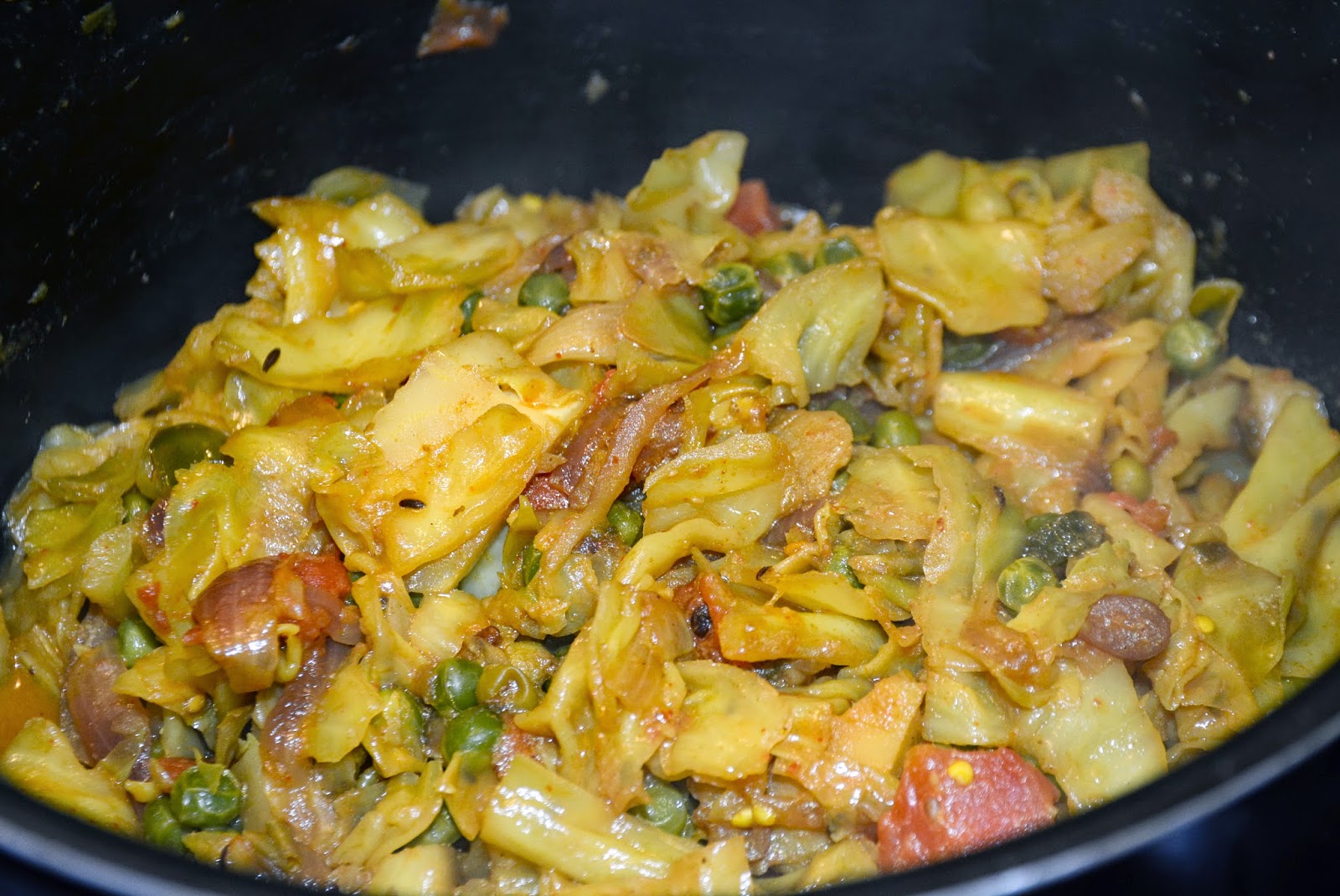 Nepali Tummy!! The Very Basic Cabbage Green Peas Curry Recipe!!